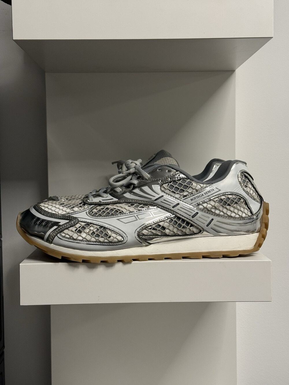 Bottega Veneta Orbit Sneakers Metallic Silver Gum EU 47 US 14